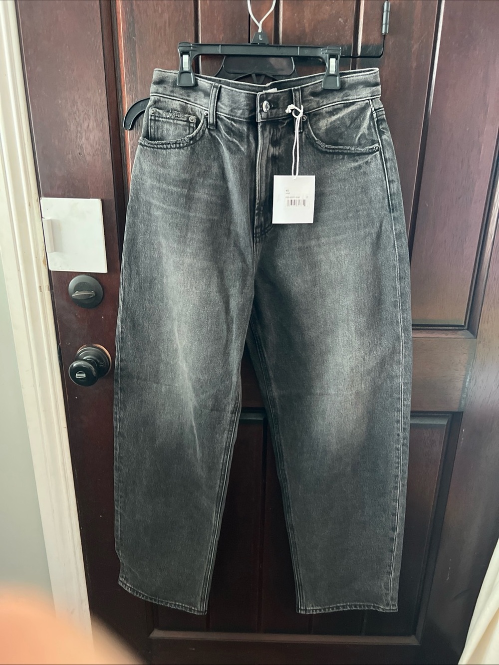 pistola Women's denim high waist barrel Jeans in caviar